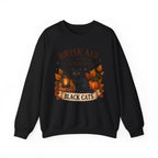 Autumn Black Cat Sweatshirt — "Brisk Air Cozy Sweater Pumpkin Spice" Fall Crewneck