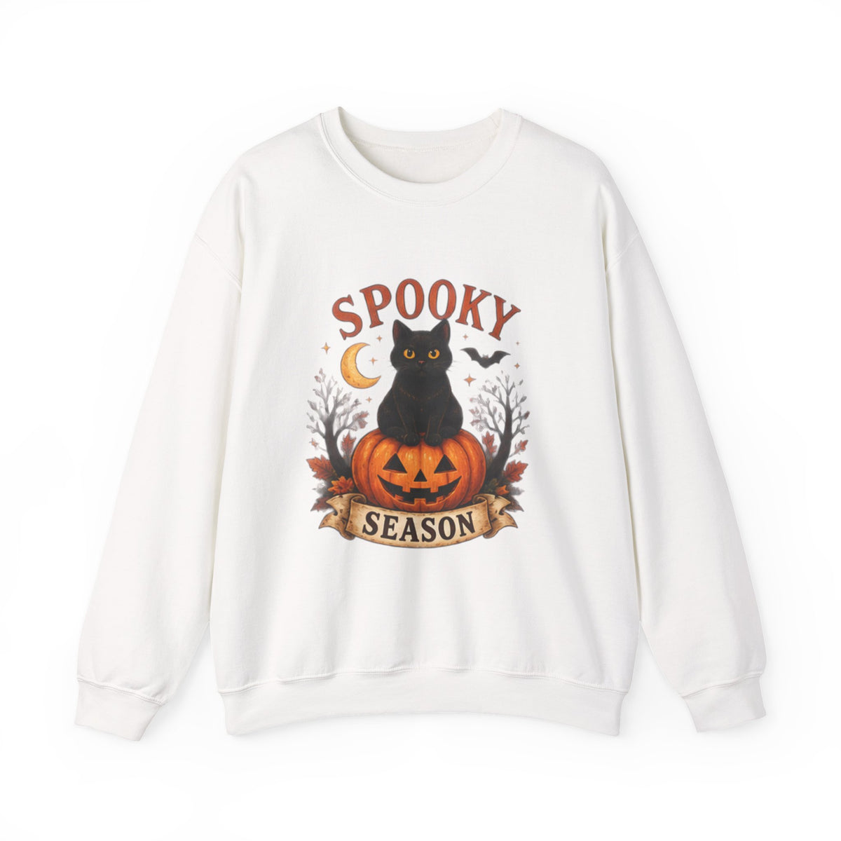 Spooky Season Sweatshirt, Black Cat Pumpkin Halloween Crewneck, Cute Halloween Sweatshirt, Fall Cat Sweater