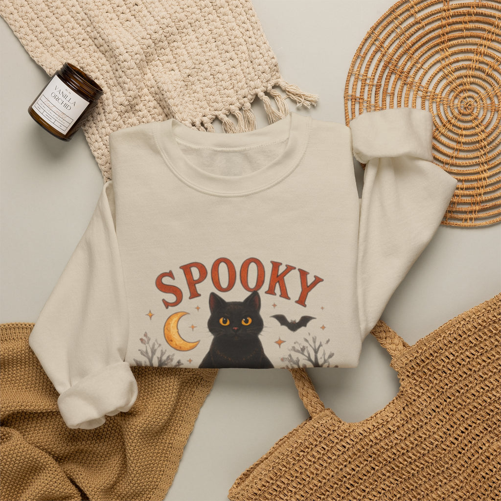 Spooky Season Sweatshirt, Black Cat Pumpkin Halloween Crewneck, Cute Halloween Sweatshirt, Fall Cat Sweater