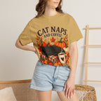 Cat Naps & Coffee T-Shirt, Black Cat Coffee Fall Shirt, Cozy Autumn Cat Tee, Cat Lover Coffee Shirt