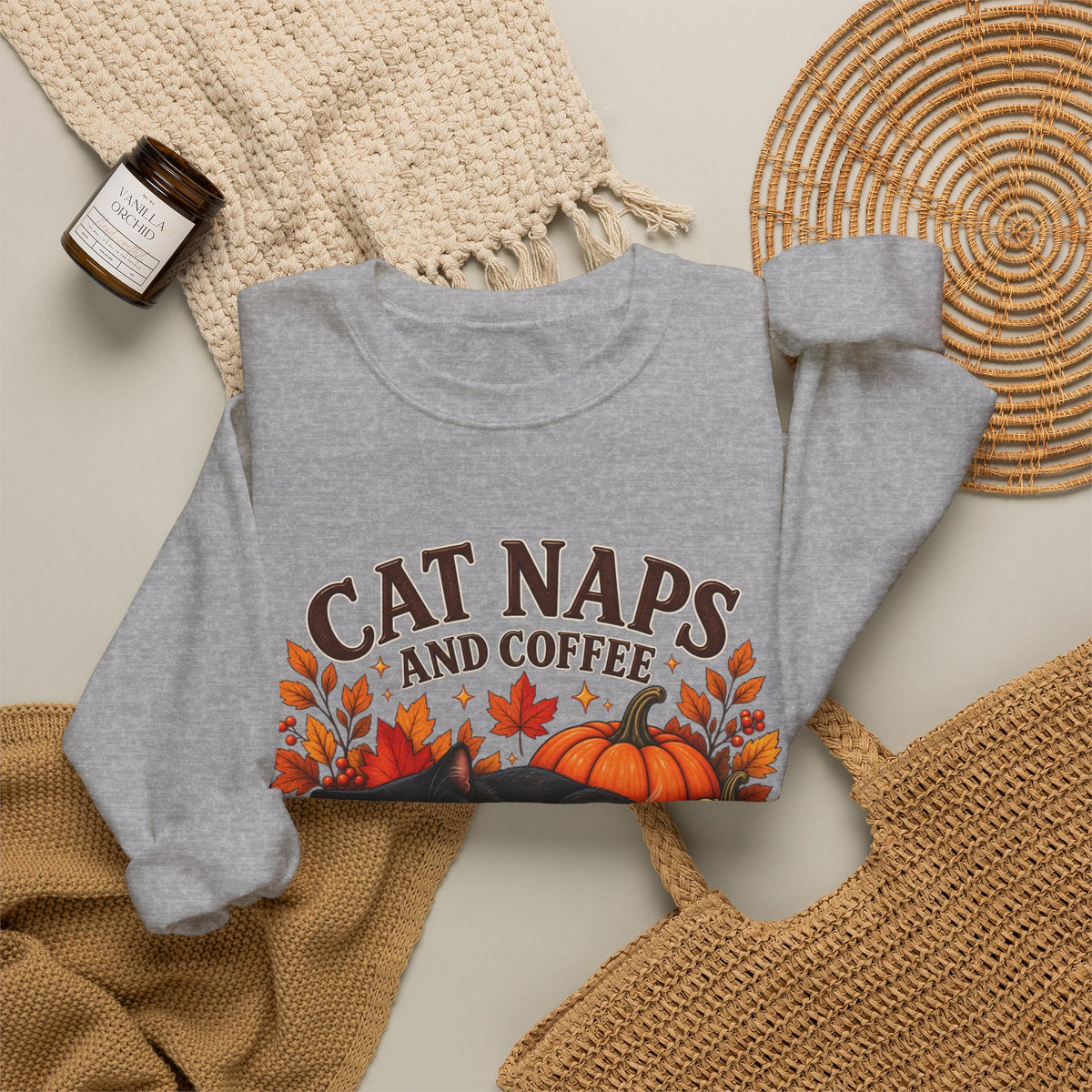 Cat Naps & Coffee Sweatshirt, Black Cat Coffee Fall Shirt, Cozy Autumn Cat Tee, Cat Lover Coffee Shirt