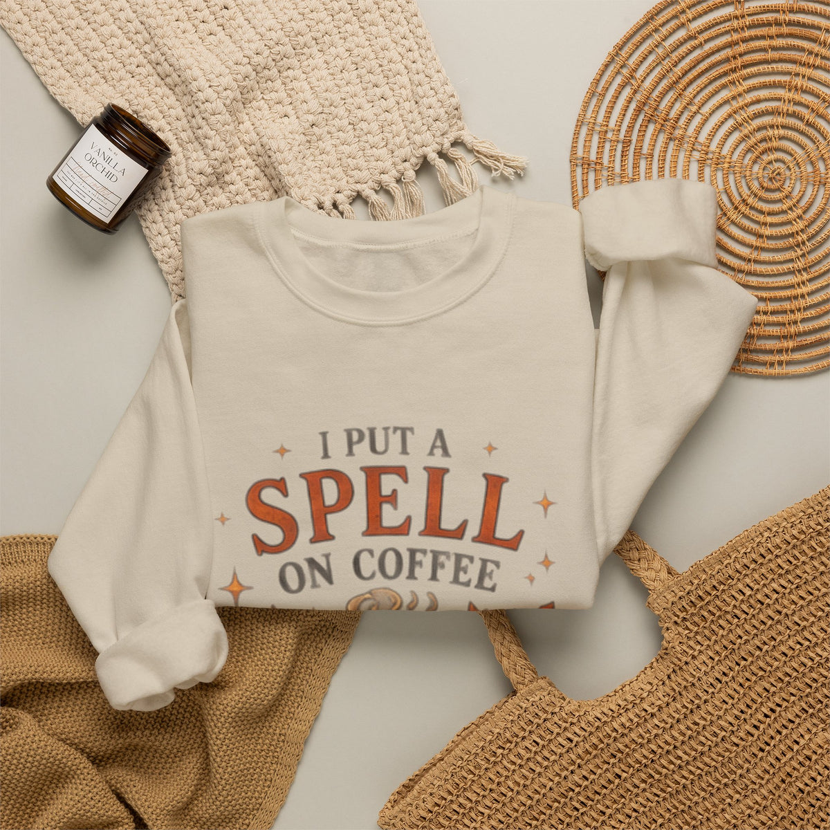 I Put a Spell on Coffee Sweatshirt — Witchy Fall Crewneck for Coffee Lovers
