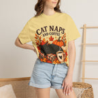 Cat Naps & Coffee T-Shirt, Black Cat Coffee Fall Shirt, Cozy Autumn Cat Tee, Cat Lover Coffee Shirt