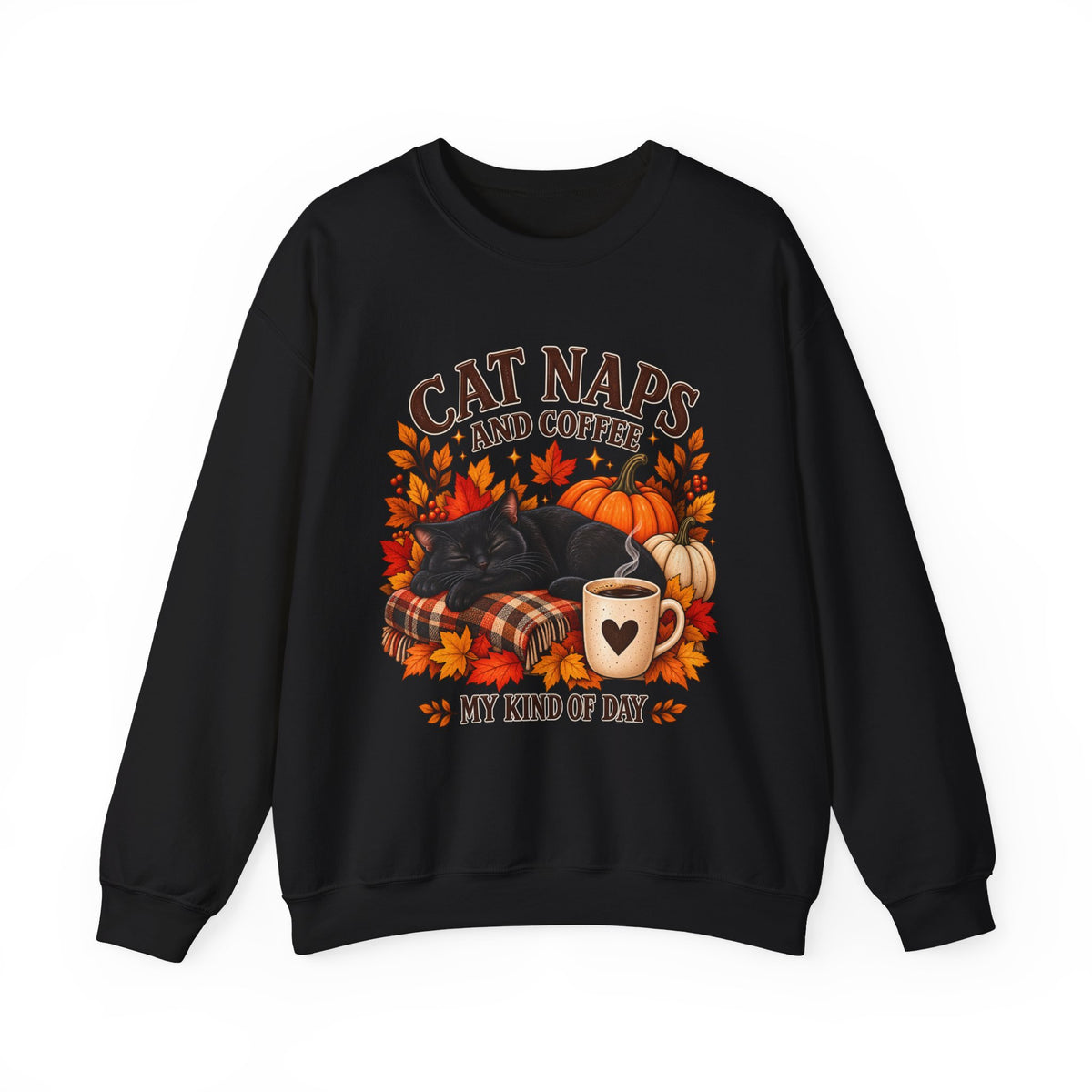 Cat Naps & Coffee Sweatshirt, Black Cat Coffee Fall Shirt, Cozy Autumn Cat Tee, Cat Lover Coffee Shirt