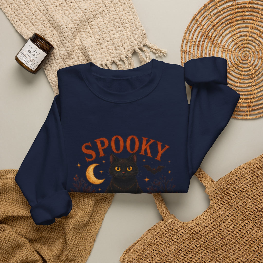 Spooky Season Sweatshirt, Black Cat Pumpkin Halloween Crewneck, Cute Halloween Sweatshirt, Fall Cat Sweater