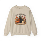 Autumn Leaves & Pumpkin Please Sweatshirt — Cozy Fall Cat Crewneck