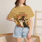 Stay Spooky T‑Shirt — Cute Ghost, Black Cat & Pumpkin Halloween Tee