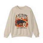 Cat Naps & Coffee Sweatshirt, Black Cat Coffee Fall Shirt, Cozy Autumn Cat Tee, Cat Lover Coffee Shirt