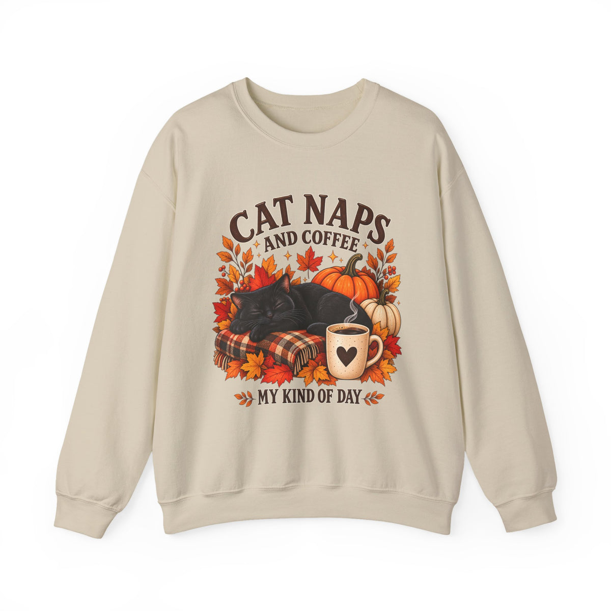 Cat Naps & Coffee Sweatshirt, Black Cat Coffee Fall Shirt, Cozy Autumn Cat Tee, Cat Lover Coffee Shirt