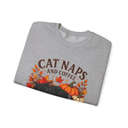 Cat Naps & Coffee Sweatshirt, Black Cat Coffee Fall Shirt, Cozy Autumn Cat Tee, Cat Lover Coffee Shirt