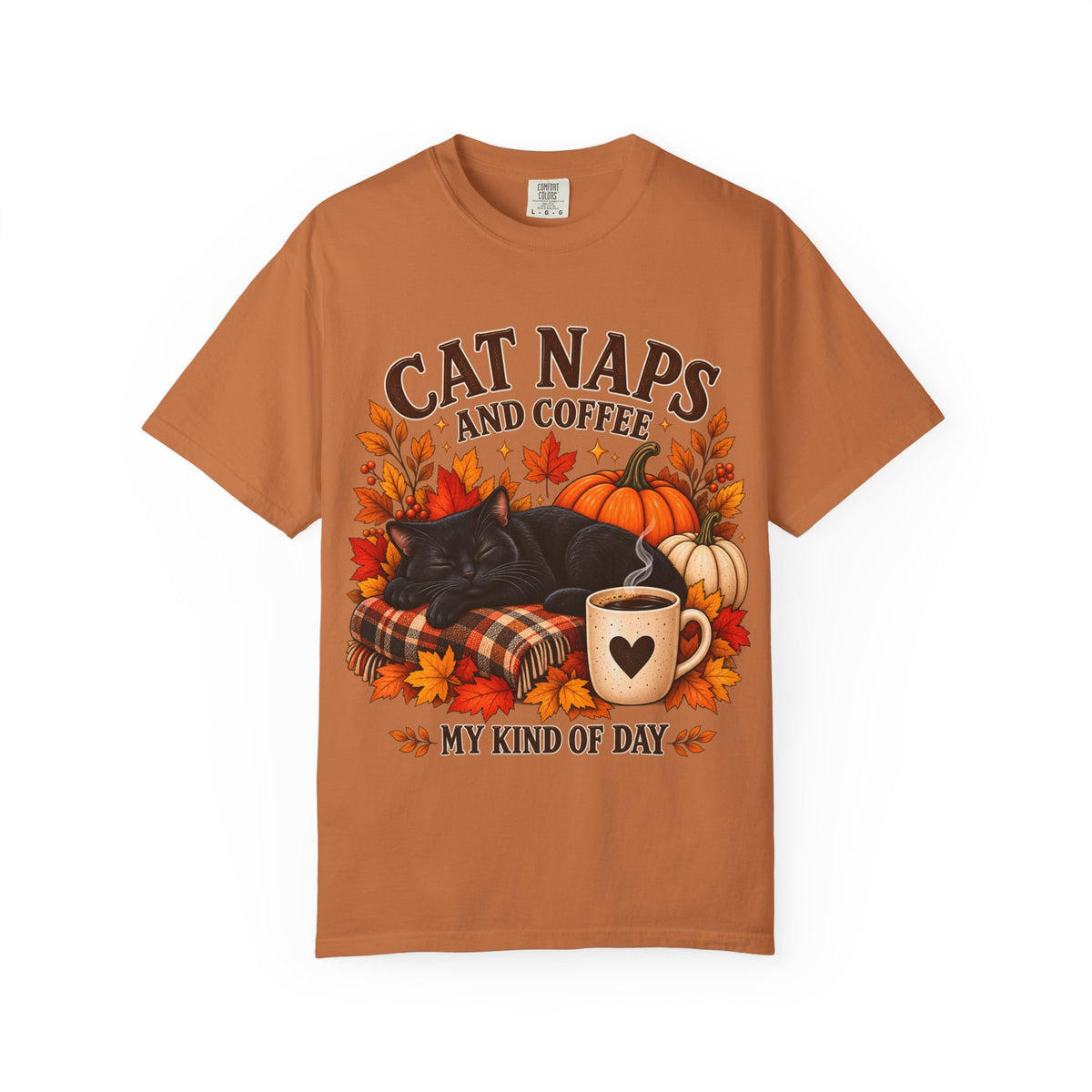 Cat Naps & Coffee T-Shirt, Black Cat Coffee Fall Shirt, Cozy Autumn Cat Tee, Cat Lover Coffee Shirt