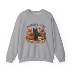 Autumn Leaves & Pumpkin Please Sweatshirt — Cozy Fall Cat Crewneck