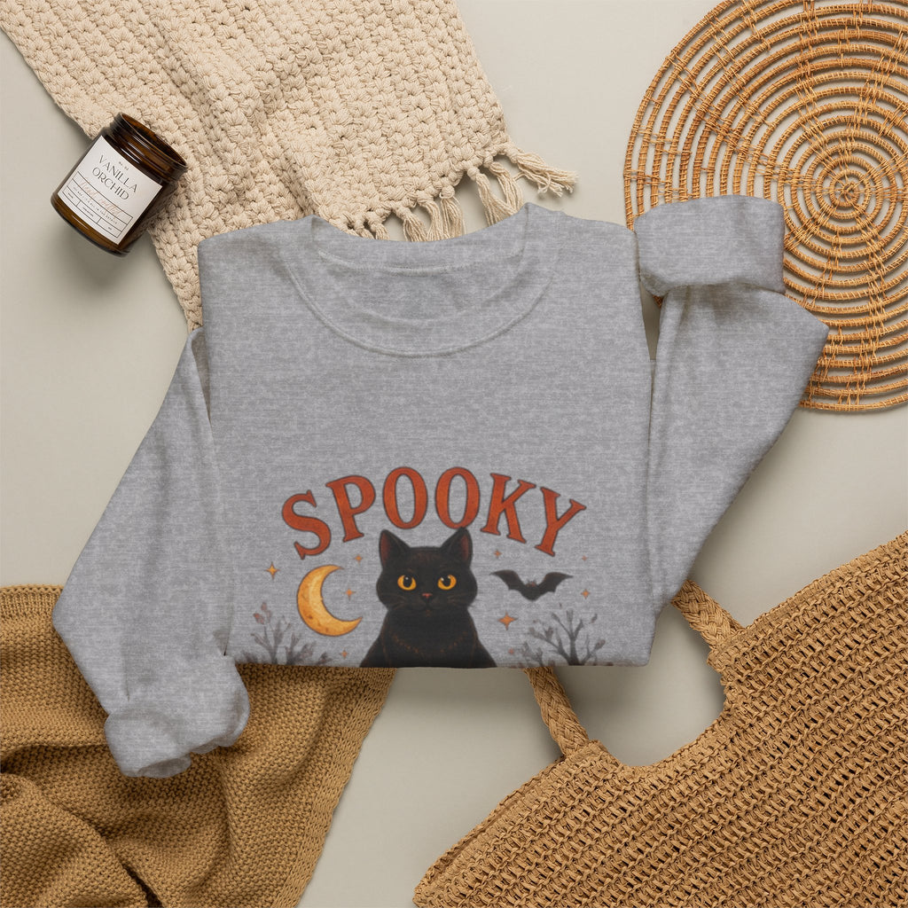 Spooky Season Sweatshirt, Black Cat Pumpkin Halloween Crewneck, Cute Halloween Sweatshirt, Fall Cat Sweater