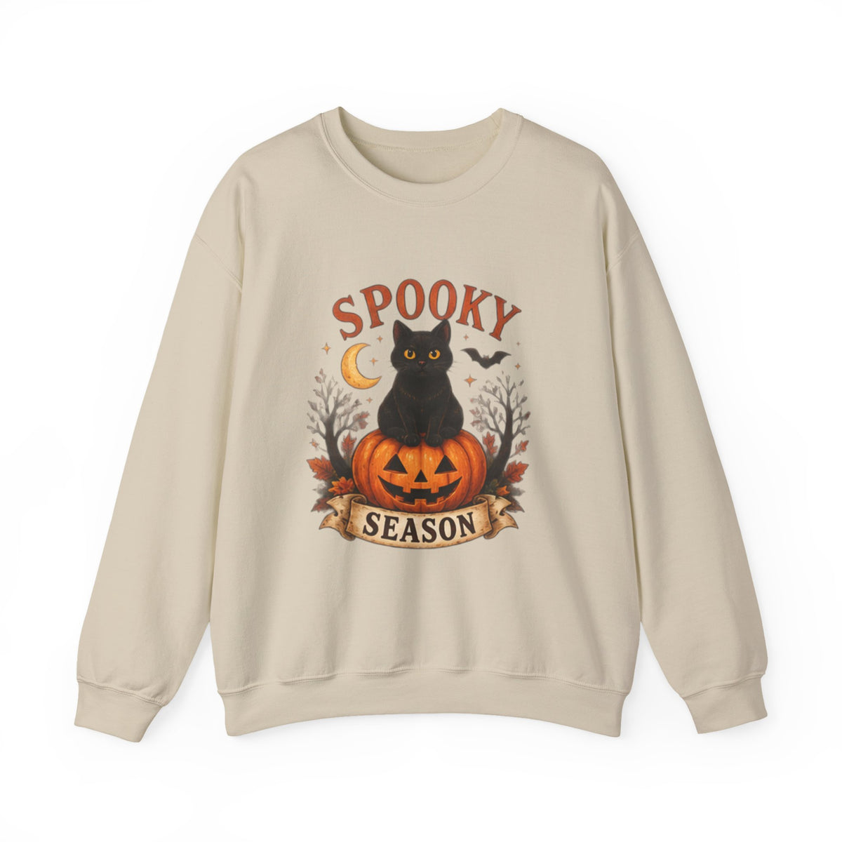 Spooky Season Sweatshirt, Black Cat Pumpkin Halloween Crewneck, Cute Halloween Sweatshirt, Fall Cat Sweater