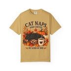 Cat Naps & Coffee T-Shirt, Black Cat Coffee Fall Shirt, Cozy Autumn Cat Tee, Cat Lover Coffee Shirt