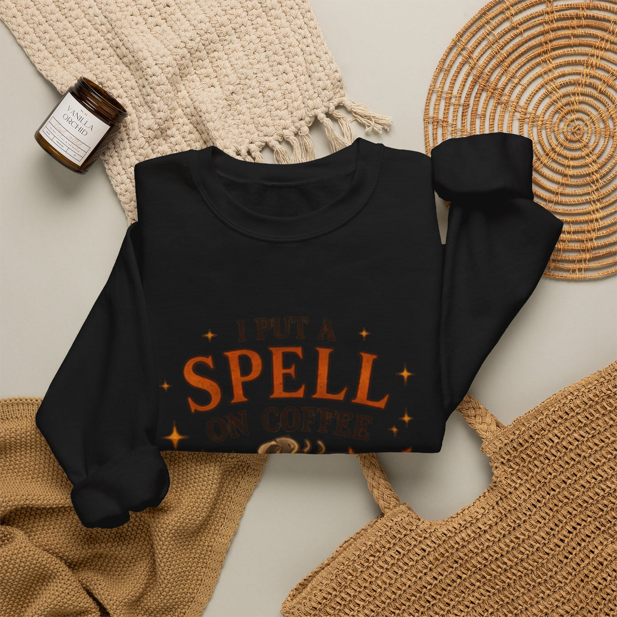 I Put a Spell on Coffee Sweatshirt — Witchy Fall Crewneck for Coffee Lovers