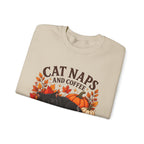 Cat Naps & Coffee Sweatshirt, Black Cat Coffee Fall Shirt, Cozy Autumn Cat Tee, Cat Lover Coffee Shirt