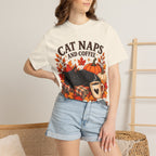 Cat Naps & Coffee T-Shirt, Black Cat Coffee Fall Shirt, Cozy Autumn Cat Tee, Cat Lover Coffee Shirt