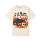 Cat Naps & Coffee T-Shirt, Black Cat Coffee Fall Shirt, Cozy Autumn Cat Tee, Cat Lover Coffee Shirt