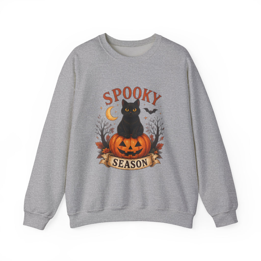 Spooky Season Sweatshirt, Black Cat Pumpkin Halloween Crewneck, Cute Halloween Sweatshirt, Fall Cat Sweater