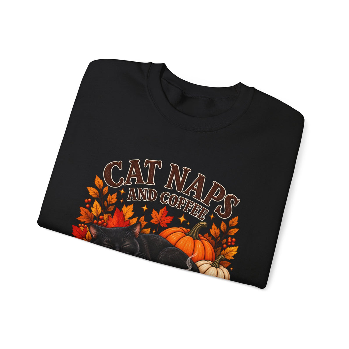 Cat Naps & Coffee Sweatshirt, Black Cat Coffee Fall Shirt, Cozy Autumn Cat Tee, Cat Lover Coffee Shirt