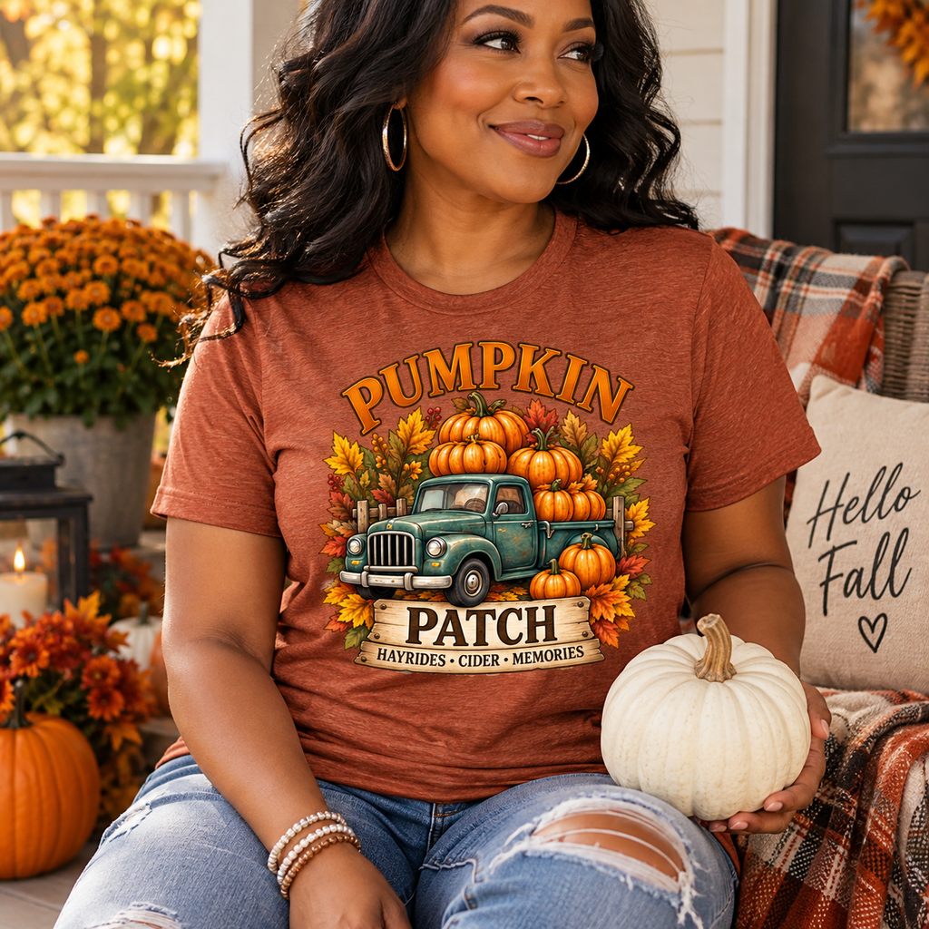 Pumpkin Patch Truck T-Shirt, Fall Autumn Tee, Hayrides Cider & Pumpkin Patch Shirt